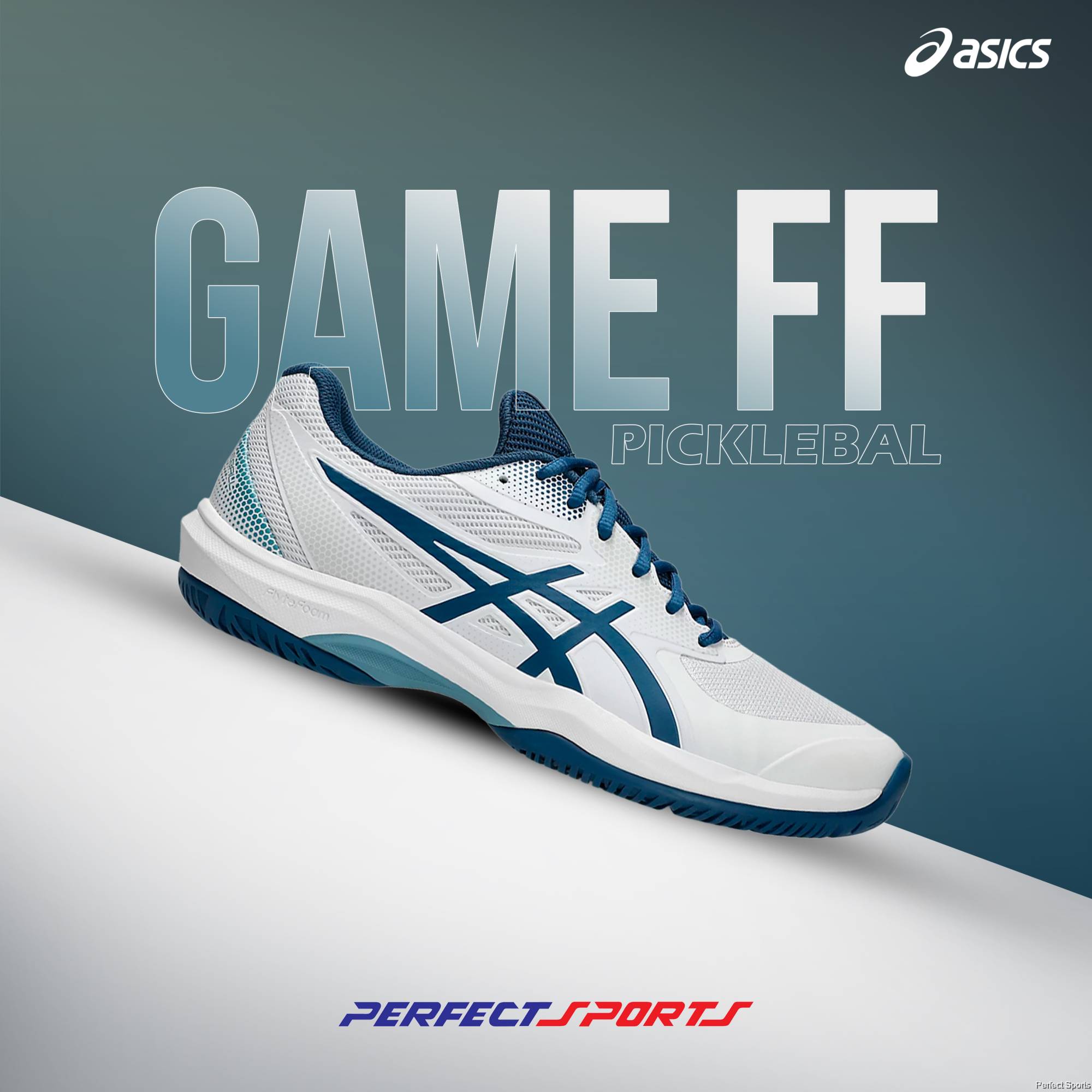 ASICS Game FF Pickleball Men’s Size 9 White/Twilight Blue 1041A488-101, DS USA Asics Men main image 2
